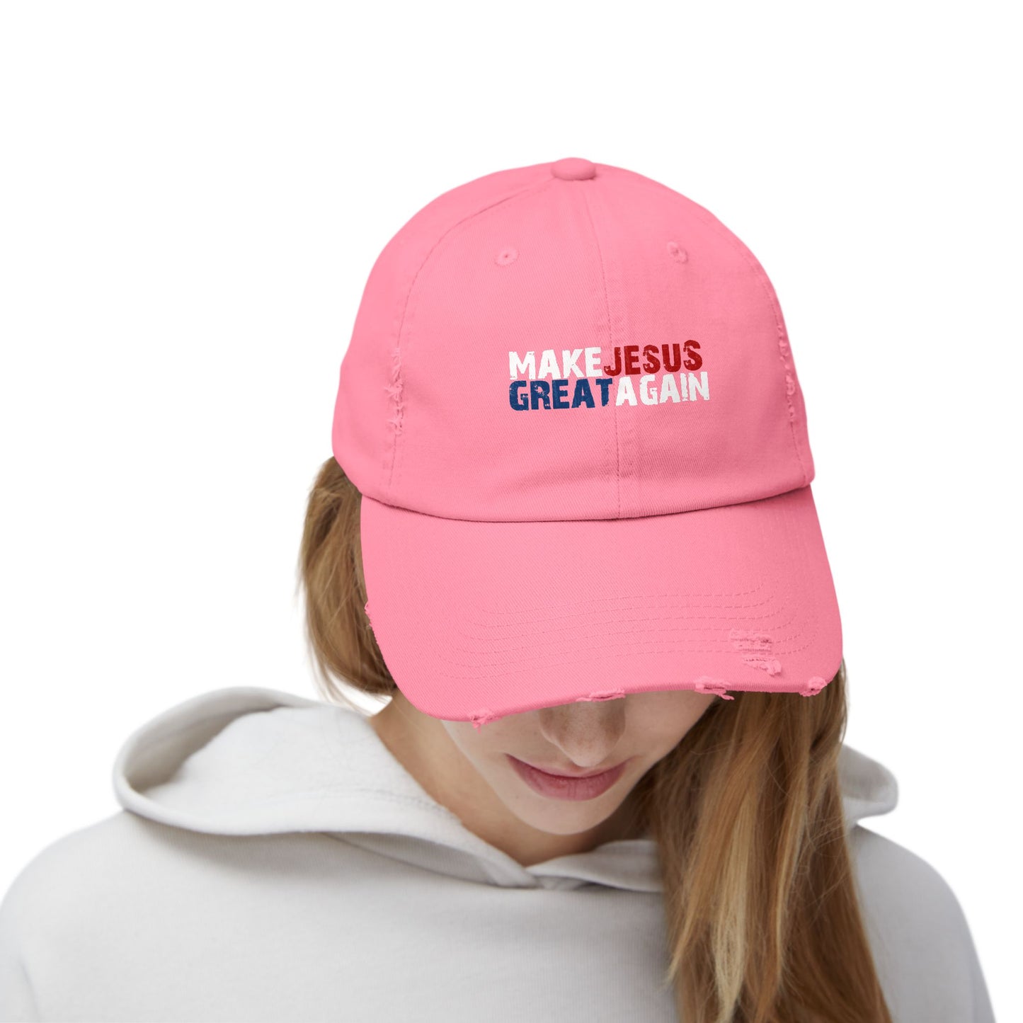 Unisex Distressed Cap - 'Make Jesus Great Again' Adjustable Hat