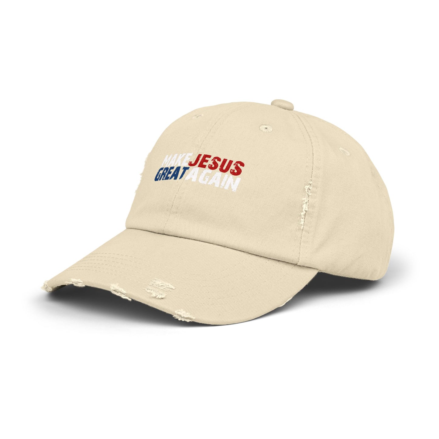 Unisex Distressed Cap - 'Make Jesus Great Again' Adjustable Hat