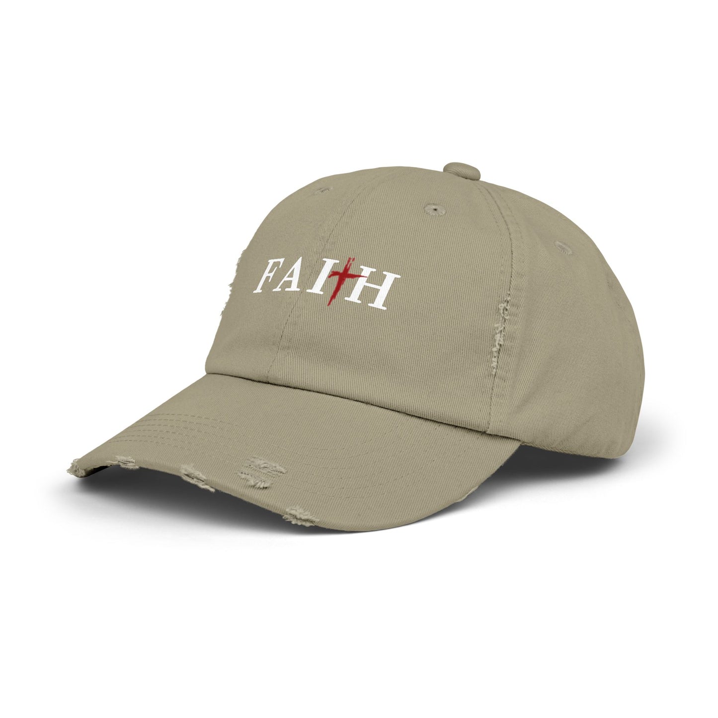 Unisex Distressed Cap with 'FAITH' Design - Stylish and Meaningful Headwear