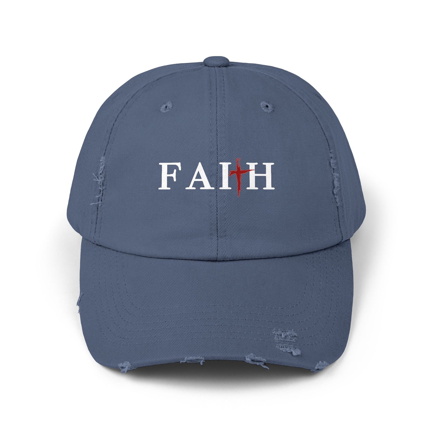 Unisex Distressed Cap with 'FAITH' Design - Stylish and Meaningful Headwear