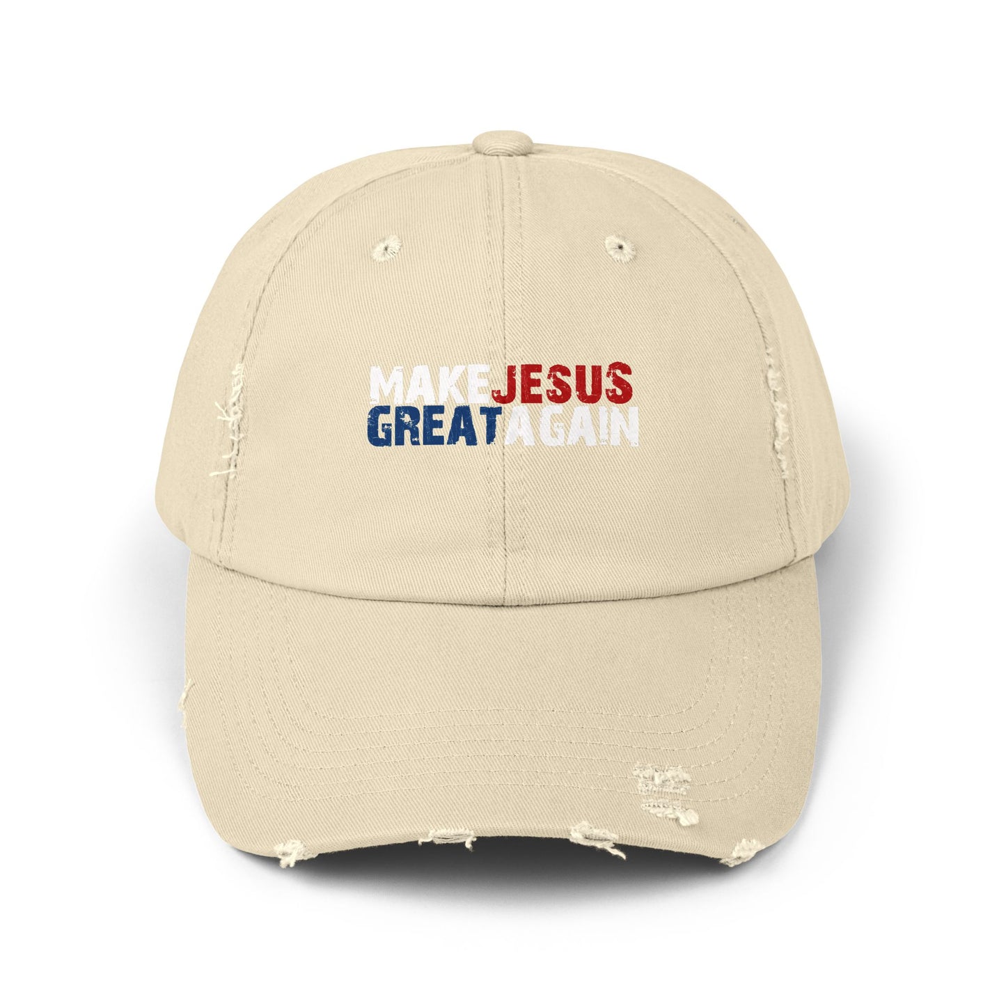 Unisex Distressed Cap - 'Make Jesus Great Again' Adjustable Hat
