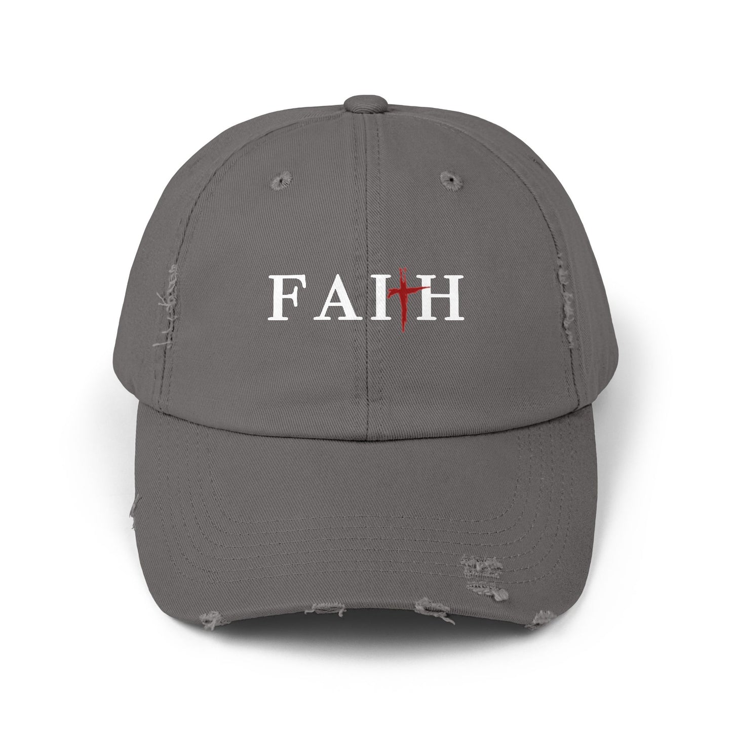 Unisex Distressed Cap with 'FAITH' Design - Stylish and Meaningful Headwear