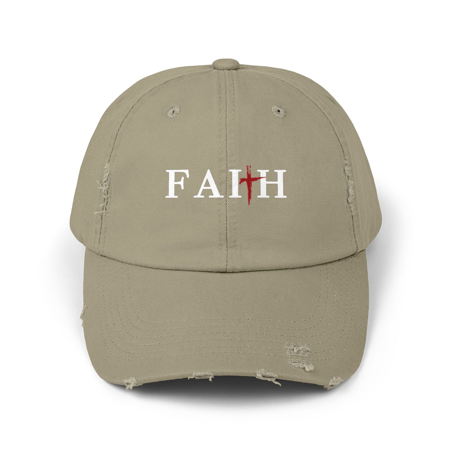 Unisex Distressed Cap with 'FAITH' Design - Stylish and Meaningful Headwear