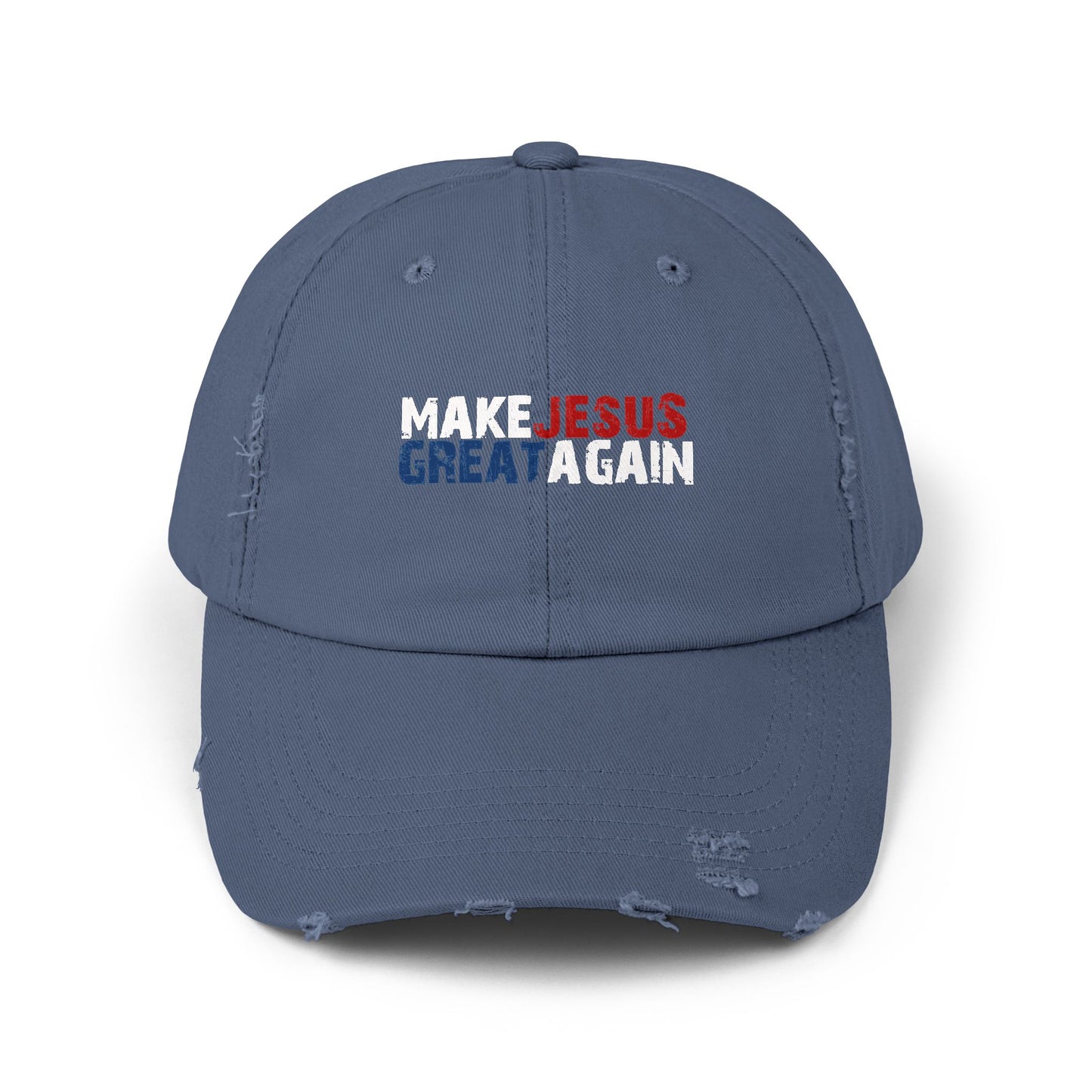 Unisex Distressed Cap - 'Make Jesus Great Again' Adjustable Hat