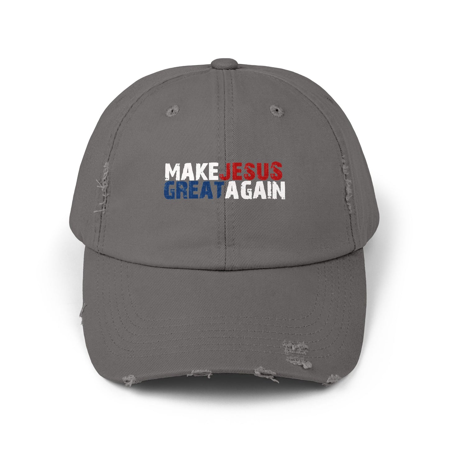Unisex Distressed Cap - 'Make Jesus Great Again' Adjustable Hat
