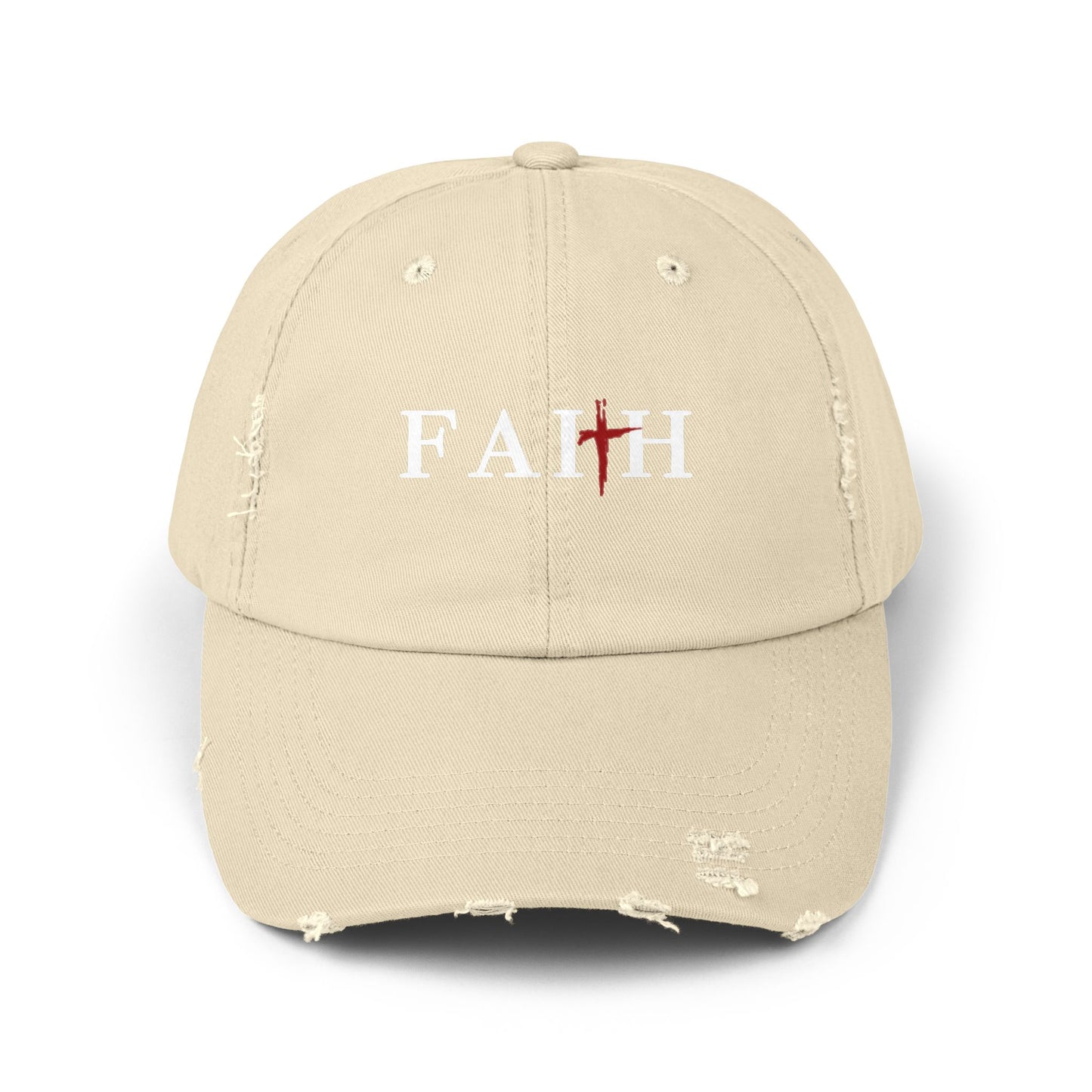 Unisex Distressed Cap with 'FAITH' Design - Stylish and Meaningful Headwear