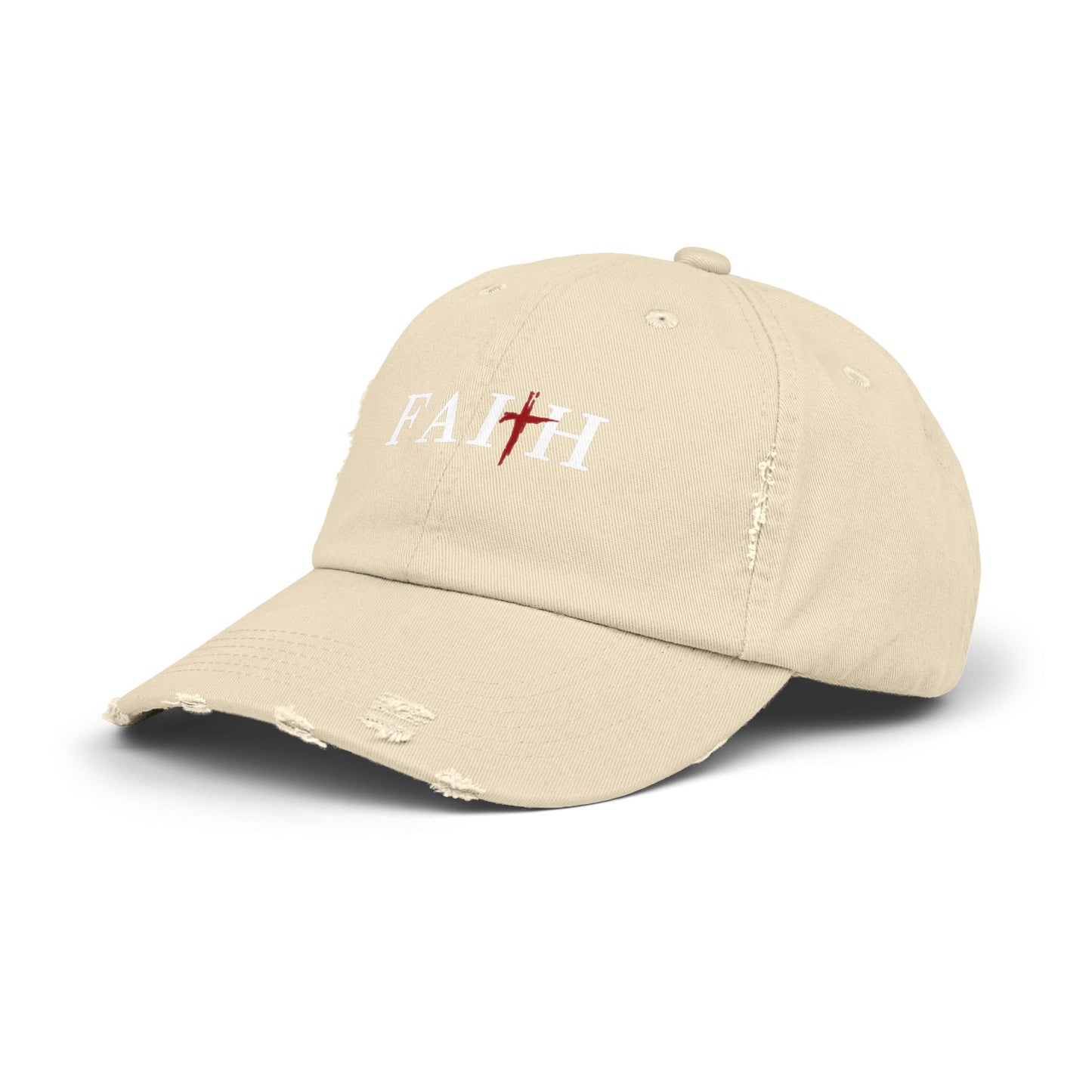 Unisex Distressed Cap with 'FAITH' Design - Stylish and Meaningful Headwear