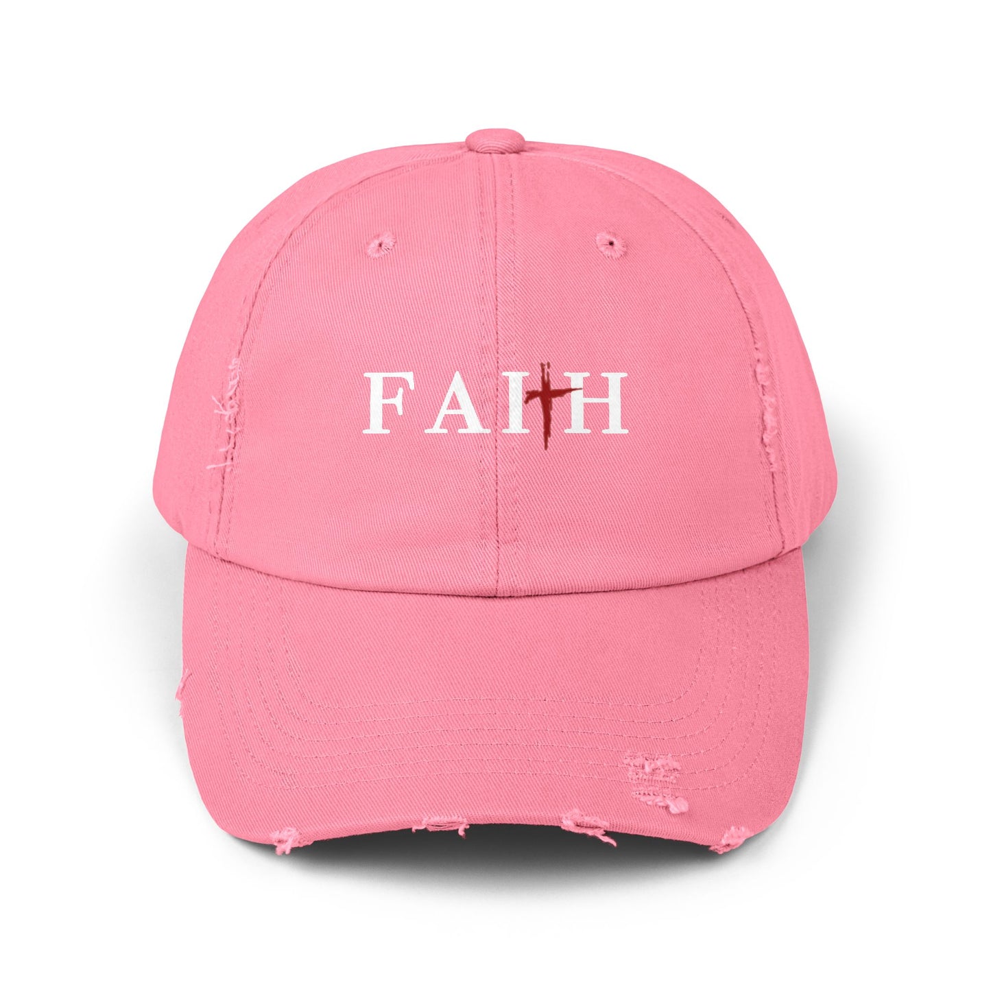 Unisex Distressed Cap with 'FAITH' Design - Stylish and Meaningful Headwear