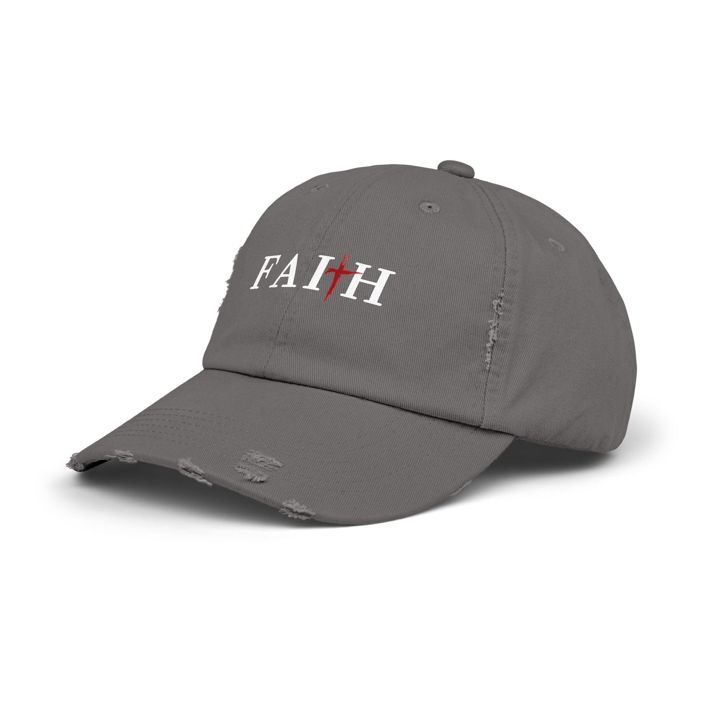 Unisex Distressed Cap with 'FAITH' Design - Stylish and Meaningful Headwear