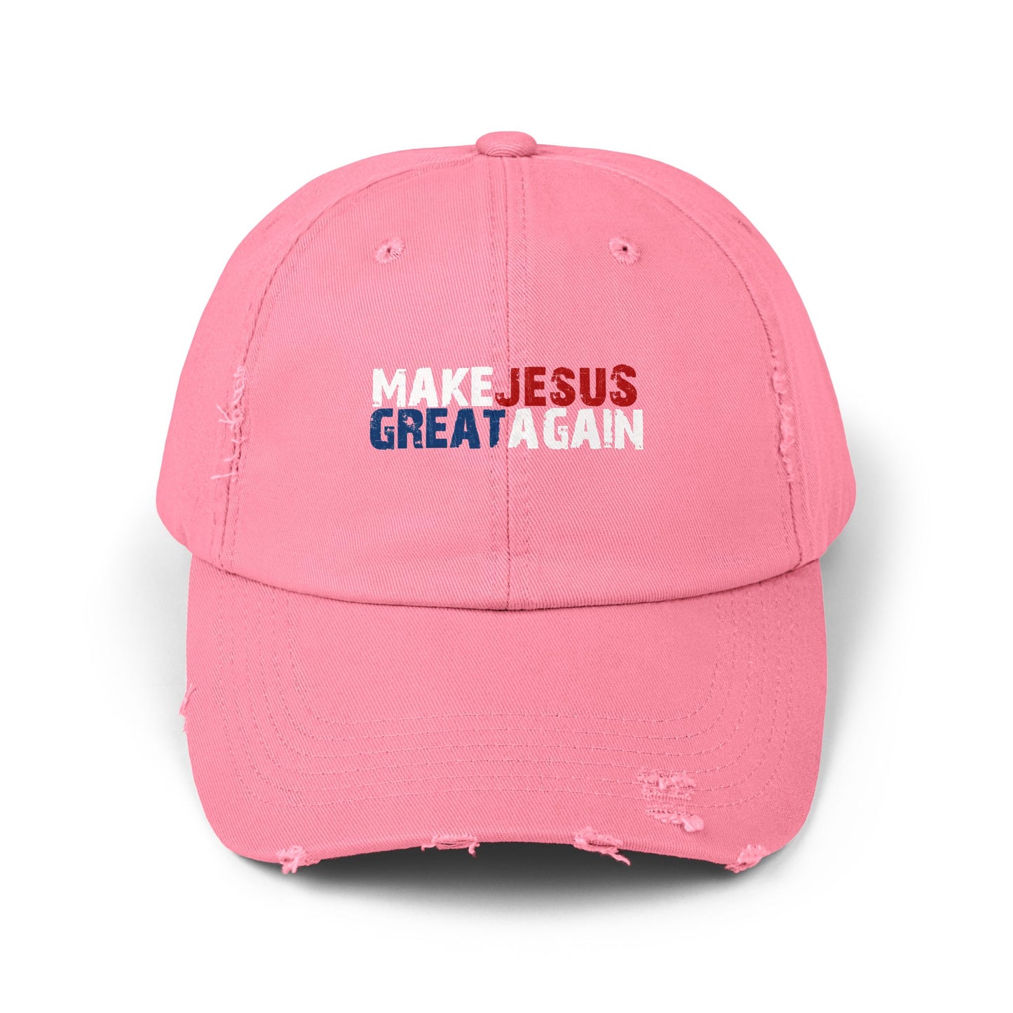 Unisex Distressed Cap - 'Make Jesus Great Again' Adjustable Hat