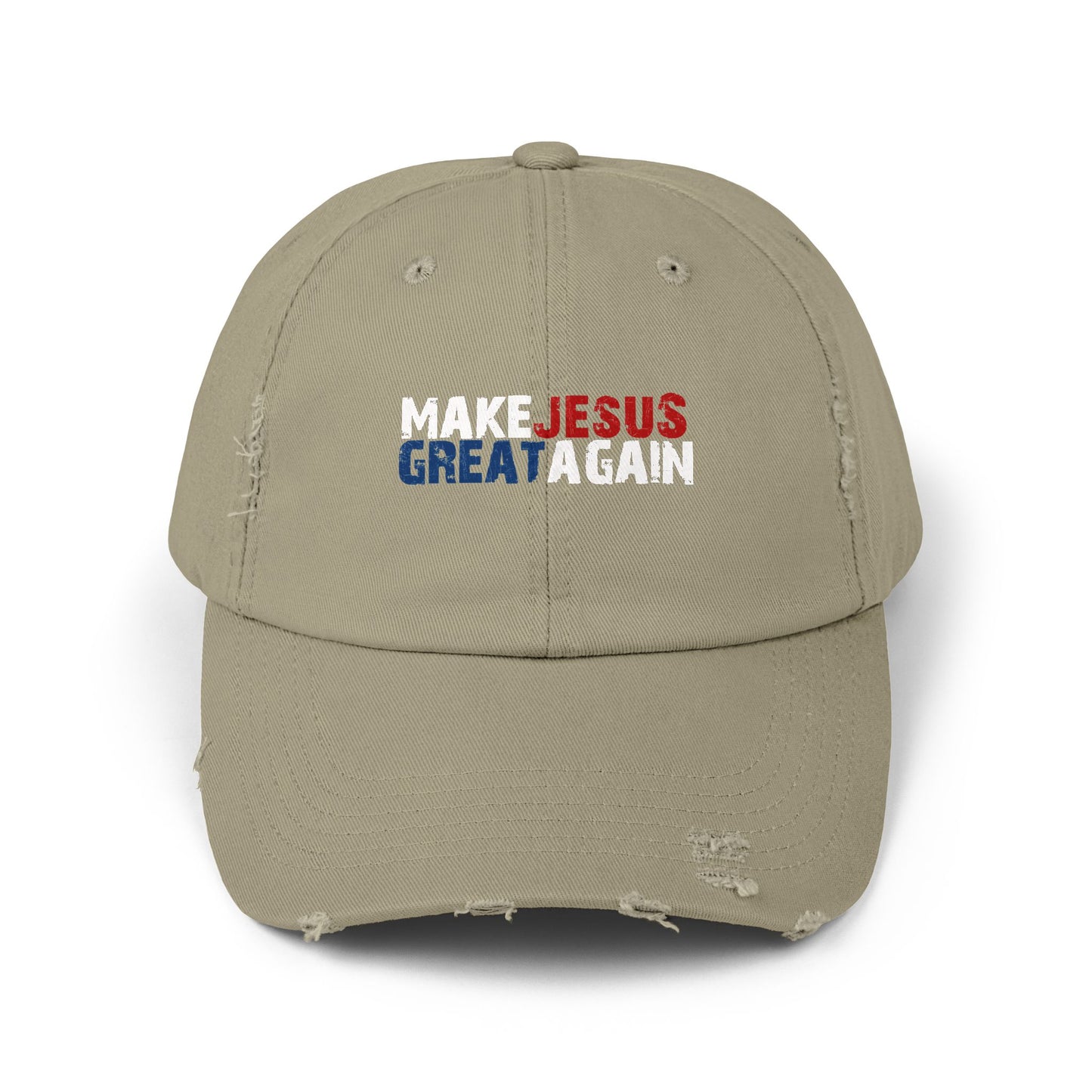 Unisex Distressed Cap - 'Make Jesus Great Again' Adjustable Hat
