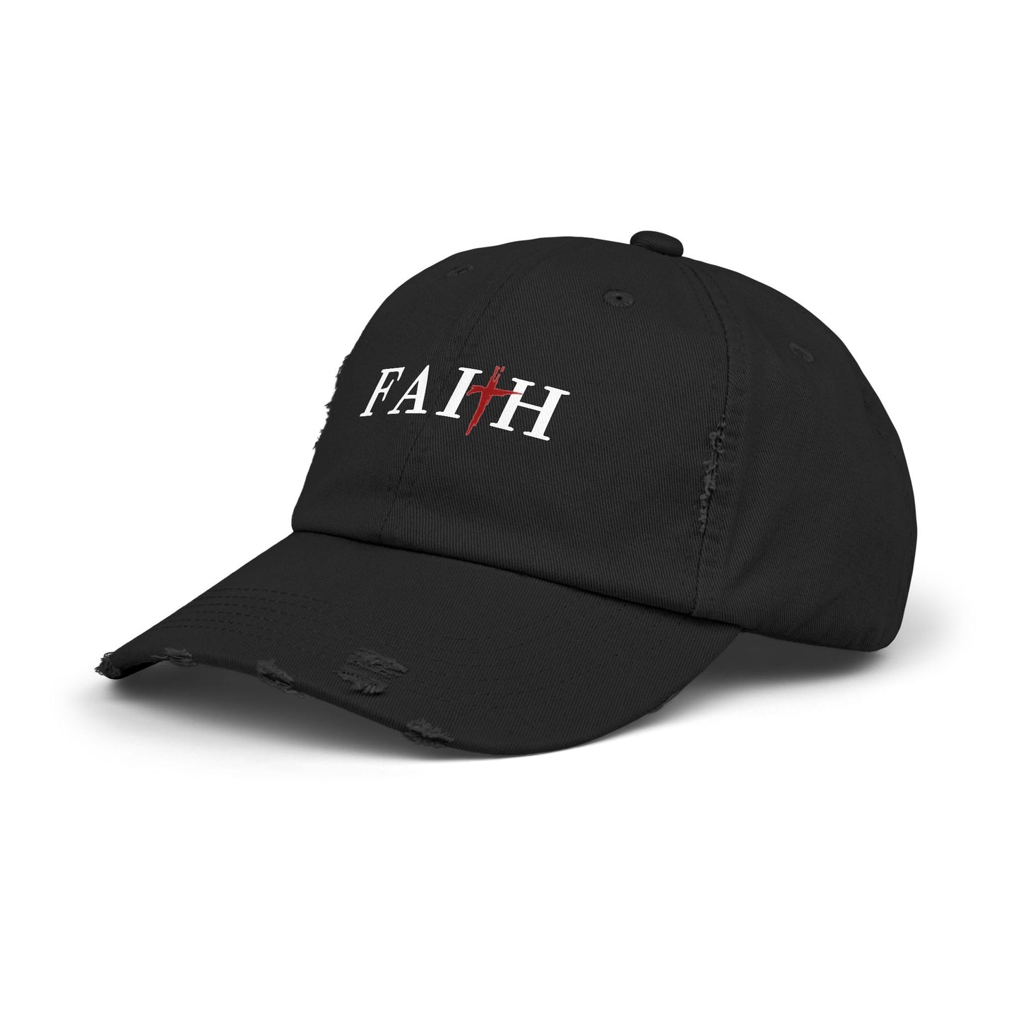 Unisex Distressed Cap with 'FAITH' Design - Stylish and Meaningful Headwear