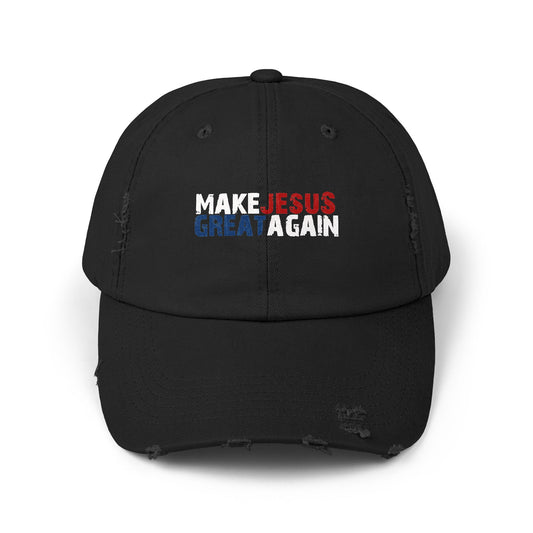 Unisex Distressed Cap - 'Make Jesus Great Again' Adjustable Hat