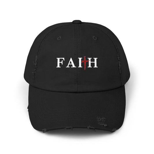 Unisex Distressed Cap with 'FAITH' Design - Stylish and Meaningful Headwear
